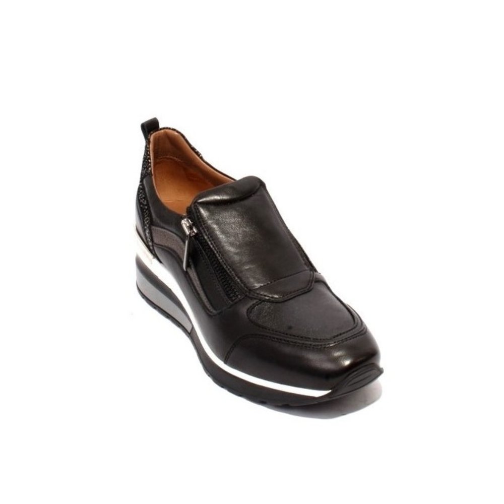 MOT-CLe 1616 Black Leather Wedge Shoes Sneakers